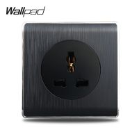 Universal Wall Socket Wallpad Satin Black Plastic Panel EU UK US Israel Multifunction Electric Power Socket