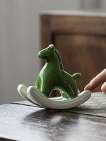 Creative Ceramic Tea Green Horse Mascot Tea Play Home Decoration Simple Animal Statue Gift Tea Table Accessories Crafts