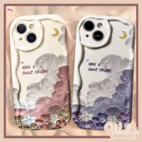 เคสเมฆดวงจันทร์ดอกไม้สำหรับ Vivo Y11 Y17 Y12 Y35 Y15 Y16 Y02 Y12i Y20 Y20i Y20S Y12S Y21 Y91C Y30 Y31 Y01 Y11s Y20G Y22 Y15s Y30G Y50 Y30i Y33S Y20A Y93 Y21A Y15A Y91 Y95ปลอกธรรมชาติภาพวาดสีน้ำมันศิลปะโค้งแบบหยัก3D