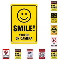 Smile Youre On Video Surveillance Camera Sign Video Surveillance Indoor Outdoor CCTV Security Camera Metal Sign Tin Plaque Pub