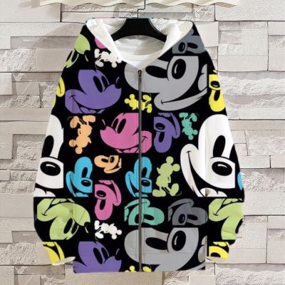 Disney Mickey Mouse Hoodie For Boy Girl Kids Cartoon Anime 3D Print Spring Autumn Men Zipper Sweatshirt Harajuku Women Clothing