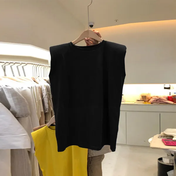 Hygril Solid Color round Neck Sleeveless T-shirt Women's Summer Loose  Bottoming Shirt Slimming Casual Vest Top Clothes Korean Women's Clothing  Tanktop Women