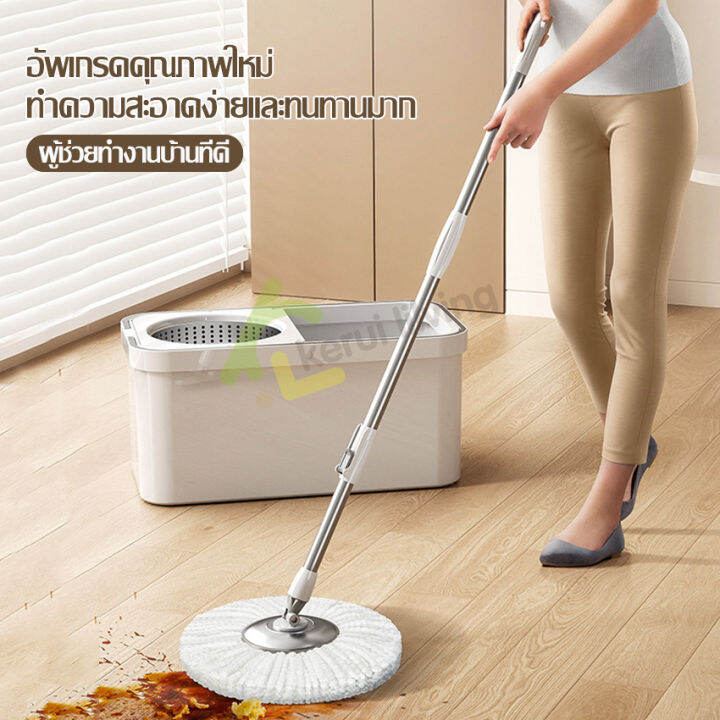 ชุดถังปั่นม๊อบสแตนเลส-พร้อมไม้ถูพื้น-spin-mop-ไมถูพื้น-ไม้ม๊อบถูพื้น-ถังปั่นไม้ม๊อบ-ถังปั่นแห้ง-ชุดถังปั่นม๊อบ-ไม้ม๊อบดันฝุ่น-ชุดไม้ถู