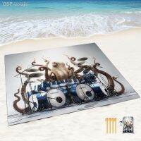 ♂❤ Art ปลาหมึกพิมพ์ Sandproof Beach BlanketPicnic ผ้าห่มน้ำหนักเบาพรมกลางแจ้งสำหรับตั้งแคมป์