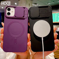 HOCE เคสโทรศัพท์แบบแม่เหล็กติดกระจกแบบกดสำหรับ iPhone 14 13 12 11 Pro Max 14 Plus 13 12เคสขนาดเล็ก Magsafe ชาร์จไร้สายบานเลื่อนฝาครอบกันกระแทกเนื้อนิ่ม