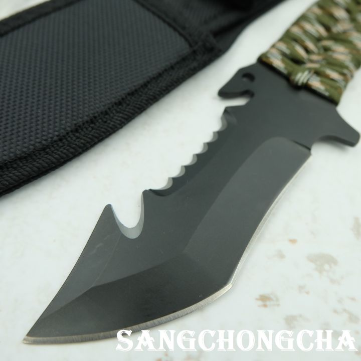 sangchongcha-fixed-blade-knife-มีดพก-มีดเดินป่า-มีดดำน้ำ-มีดใบตาย-มีดแคมป์ปิ้ง-มีดมัลติฟังก์ชั่น-ยาว22-00cm-แถมซองไนลอนอย่างดี-เล่มเดียวจบ-ทั้งทุบกระจก-เปิดฝา-เลื่อยไม้-ตัดเชือก-แล่เนื้อ-ล่าสัตว์-และอ