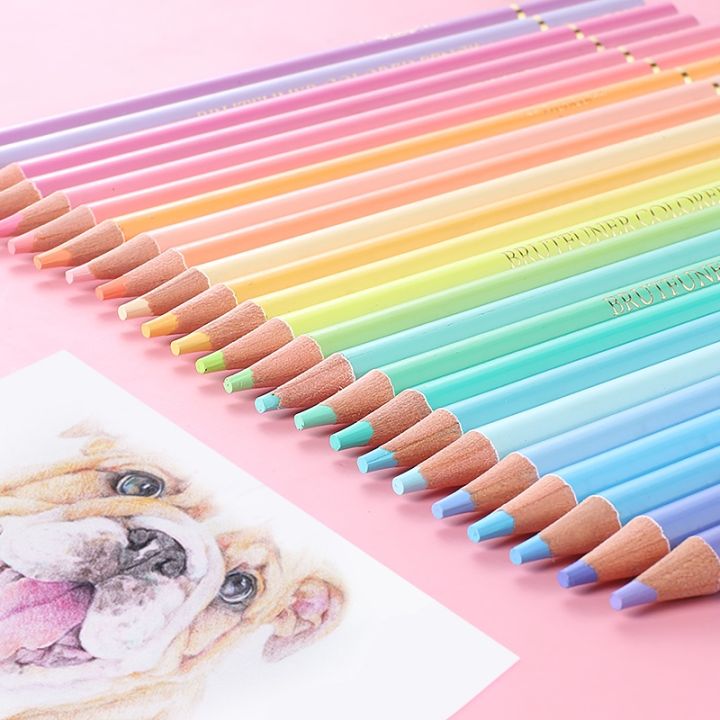 Brutfuner Macaron 50Colors Colored Pencils Oil Pastel Color Pencil  Non-toxic Professional Colors For Kids Drawing Art 