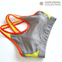 MONOSODIUM ACTIVE SPORT BRA สปอร์ตบราออกกำลังกาย สีเขียวมะกอก / เหลือง Medium to High impact