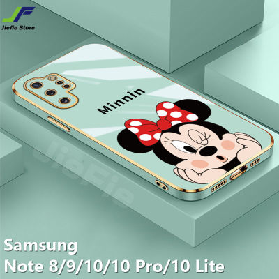 JieFie เคสโทรศัพท์มินนี่น่ารักสำหรับ Samsung Galaxy Note 10 Lite/note 10 Pro/note 10 /Note 8 /Note 9ฝาครอบโทรศัพท์ TPU นิ่มสี่เหลี่ยมลายการ์ตูนชุบโครเมียม