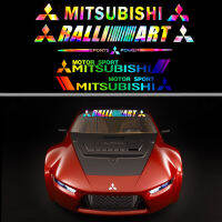 Mitsubishi สติกเกอร์กระจกหน้ารถเลเซอร์สายรุ้ง Decals กันน้ำด้านหน้าด้านหลังกระจกกันลมหน้าต่าง Decals