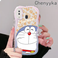 Chenyyka เคส A32 M10s A20 A30กาแลคซีของปลอกสำหรับ Samsung การ์ตูนโดราเอมอนน่ารักสำหรับผู้ชายและผู้หญิงเนื้อครีมขอบคลื่นปกป้องกล้องเคสซิลิโคนอ่อนชัดเจนกันกระแทก