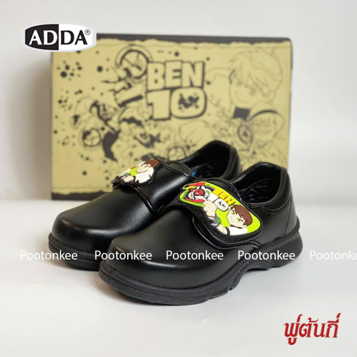 adda-รุ่น-41a08-41n08-รองเท้านักเรียนชายอนุบาล-หนังดำ-รองเท้าผ้าใบขาว-ben10-เบ็นเท็น-เบอร์-25-35-ของแท้-พร้อมส่ง