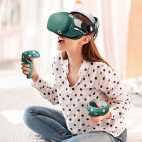 ซิลิโคนฝาครอบป้องกันกรณีเชลล์สำหรับ Oculus Quest 2สำหรับ Quest2 VR ชุดหูฟังหัวหน้าใบหน้าปกตา Pad จับมือจับ VR อุปกรณ์เสริม