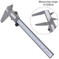 120mm Mini Carbon Steel Vernier Caliper Ruler with 0.1mm 0.063in Accuracy and Sliding Wheel for Measuring