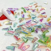 100Pcs Sparkle Nail Art Gem Stones Srapezoid Shaped 2x4x8mm Rhinestones For Nails Holographic Flatback Resin Rhinestones Charms