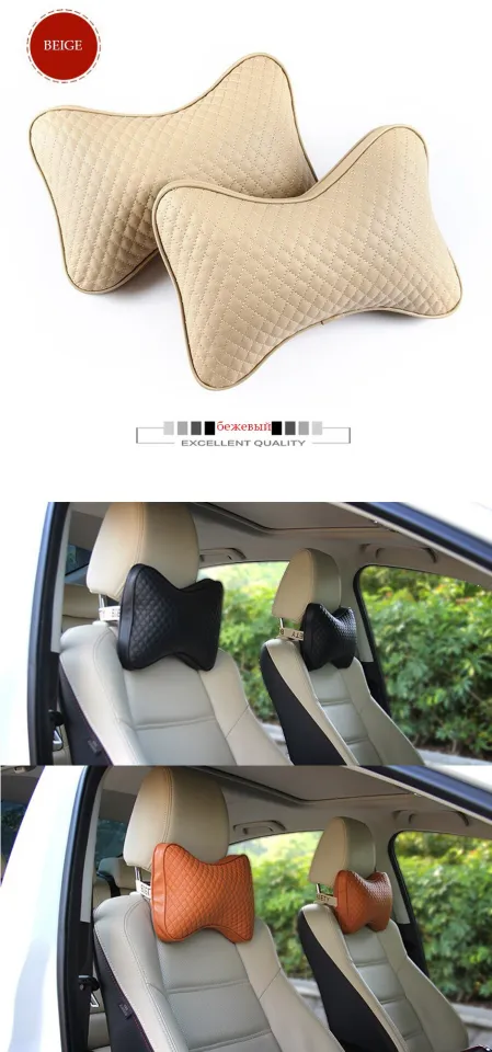 1 Pair Luxury Car Headrest Pillow Unisex Breathable Auto Neck Rest Headrest  Cushion Pillows Steering Wheel Cover Linen Material