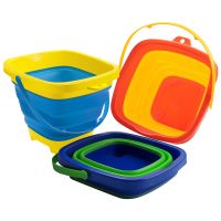 3PCS Foldable Bucket Foldable Pail Bucket Sand Buckets Silicone Collapsible Bucket for Kids Beach Play Camping 2L