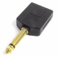 2pcs Gold plated 1 Mono 6.35mm 1/4 Male Plug to 2 Mono Female socket Audio Y Adapter