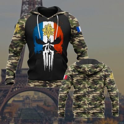 France Flag and Emblem Pattern Hoodies For Male Loose Mens Fashion Sweatshirts Boy Casual Clothing Oversized Streetwear