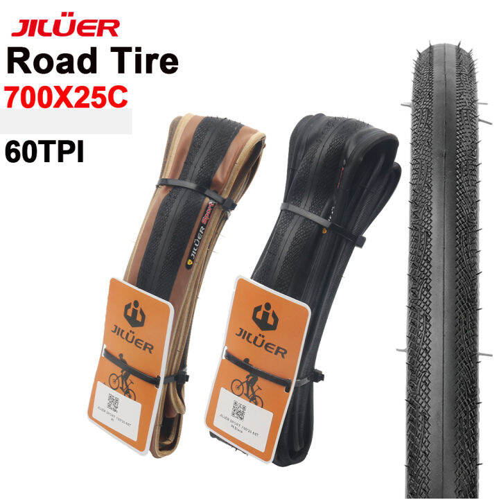 JILUER Road Bike Tire 700X25C 60TPI Black and Skin Color Bicycle Tire ...