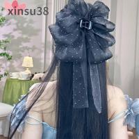 XINSU38กิ๊บหนีบผมโบว์ตาข่ายแบบมีฟองสองด้านสำหรับผู้หญิงที่หนีบริบบิ้นสวยหรูกิ๊ฟติดผมตาข่าย