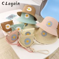 2023 New Children 39;s straw hat bag set female summer Sun protection princess hat beach hat fisherman hat foldable sun hat bag set