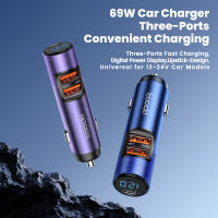 Toocki 69วัตต์ USB C Car C Harger QC3.0อย่างรวดเร็วชาร์จศัพท์ชาร์จสำหรับ หัวเว่ยซัมซุง Xiaomi จอแสดงผล LED USB ชาร์จไฟในรถ