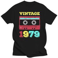 Large mens short sleeves Custom Birthday Tshirt Vintage 1979 With Cassette 40 Birthday Party Printed Men Funny Gift 4XL.5XL.6XL