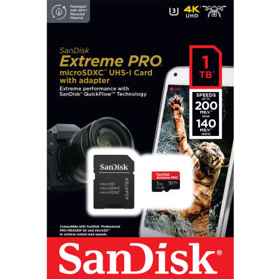 SanDisk Extreme Pro microSD 1TB ความเร็ว อ่าน 200MB/s เขียน 140MB/s (SDSQXCD-1T00-GN6MA) เมมโมรี่ การ์ด แซนดิส ประกัน Synnex ตลอดอายุการใช้งาน