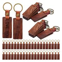 50 Pack Leather Keychain Blanks Wooden Keychain Blanks Wooden Keychain Wood Tags