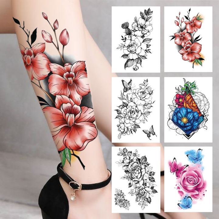 Buy Flower Arm Sleeve Tattoos Fake Flower Half Arm Tattoos and Full  Sleeves Tattoos Sticker Makeup Props for Women Girls 10Sheet Online at  desertcartINDIA