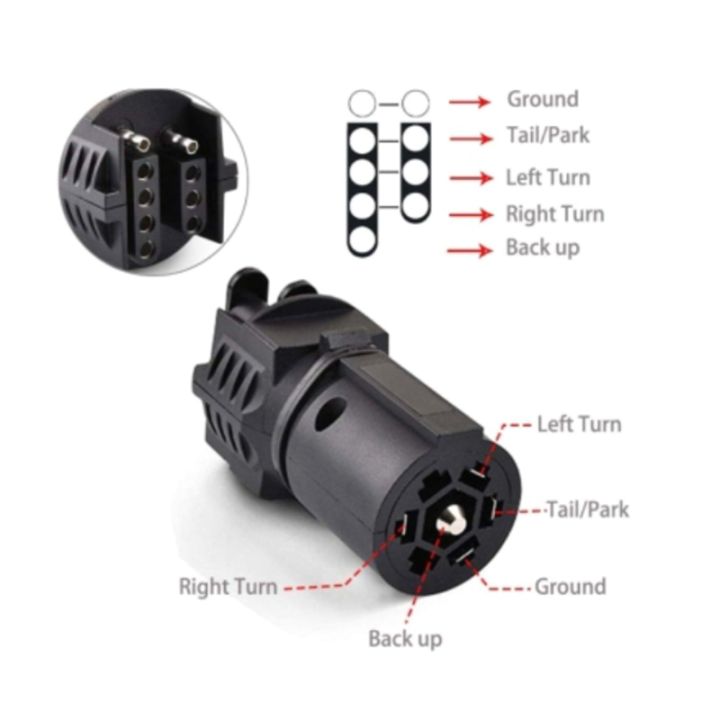 อะแดปเตอร์แปลงสัญญาณปลั๊กไฟท้ายรถพ่วง-4-amp-5แบบแบนเป็น7ทางสำหรับรถพ่วง