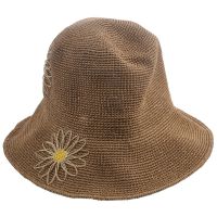 Summer Foldable Paper Straw Hat Sun Hat Wide-Brimmed Hat Embroidery Crochet Flower Beach Hat Floppy Woven Hat Fisherman Hat