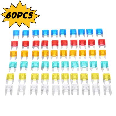 60pcs Auto Car Truck Mini Fuse Blade 5A 10A 15A 20A 25A 30A Mixed Set Kit Auto Safety Blade Fuses Car Accessories Replacement Parts