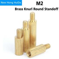 [HOT JIAZZAQQMGW 555] ทองเหลืองรอบ Knurl ชายหญิง Standoff Stud Board เกลียวเสา PCB เมนบอร์ด Spacer Hollow Bolt สกรู Nut M2xL 3/4มม.