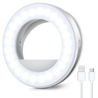 Selfie Ring Light for Phone Rechargeable Cell Phone Ring Light Clip on and Laptop Camera 3 Adjustable Light Modes