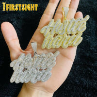 Iced Out Bling Cursive Letters Hustle Hard Pendant Necklace CZ Zircon Silver Color Letter Necklaces Mens Women Hip Hop Jewelry