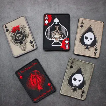 Poker Spades Ace Hook & Loop Patches for Clothing Reflective Death