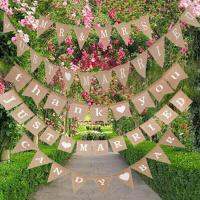 【hot】✙❧  PRE-STRUNG Jute Rustic Burlap Bunting Banners Flags MRS JUST MARRIED TO CANDY BAR BABY SHOWER WELCOME GOD 4