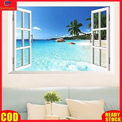 LeadingStar RC Authentic Large Removable Beach Sea 3D Window Decal WALL STICKER Home Decor Exotic Beach View Art Wallpaper Mural