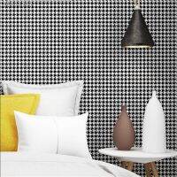 Houndstooth สีดำและสีขาววอลล์เปเปอร์ทันสมัยเรียบง่าย Pla Ins วอลเปเปอร์ห้องนั่งเล่นห้องนอนนอร์ดิกวอลล์เปเปอร์กันน้ำ