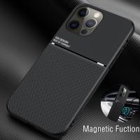 ┅✼◄ For iphone 13 Pro Max Case Car Magnetic Holder Silicone Cover For iphone 12 Mini 11 6 6S 7 8 Plus X XS XR Leather Texture Coque