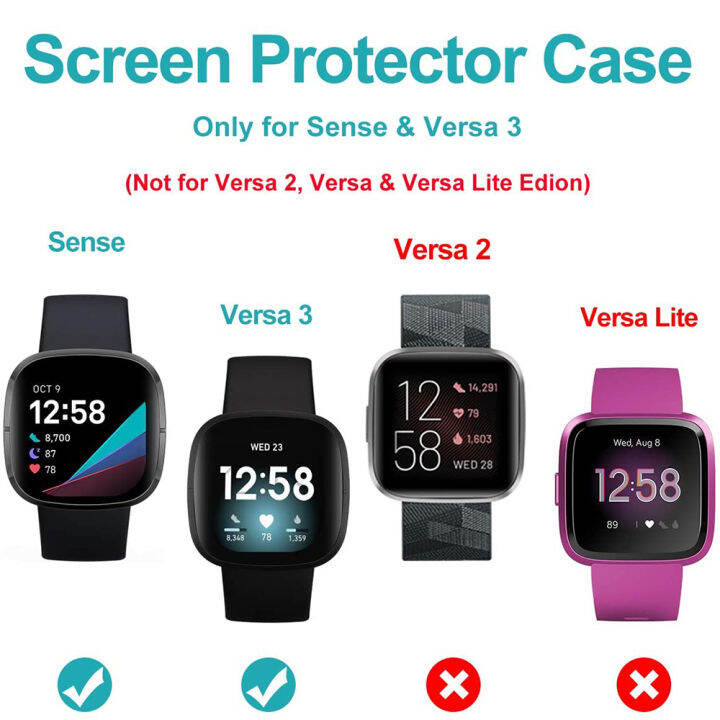 3แพ็คปกป้องหน้าจอใช้งานร่วมกับfitbit-sense-amp-versa-3-ชุบsoft-tpuเต็มรูปแบบฝาครอบป้องกันกันชนสำหรับversa-3สมาร์ทวอท์ช