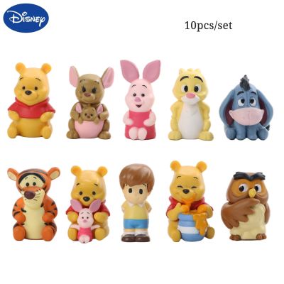 ZZOOI 10pcs Disney Cartoon Action Figure Winnie The Pooh Tigger Eeyore Owl Piglet Cake Decor Model Kawaii Anime Figure Kids Gift Toys