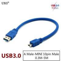 3.0 Usb ตัวผู้ไปยังมินิ Usb 3.0มินิ10pin ชายสาย Usb3.0สำหรับกล่อง Hdd 0.3ม. 0.6ม. 1ม. 1.5ม. 3ม. 5ม. 1ft 3ft 5ft 10ft