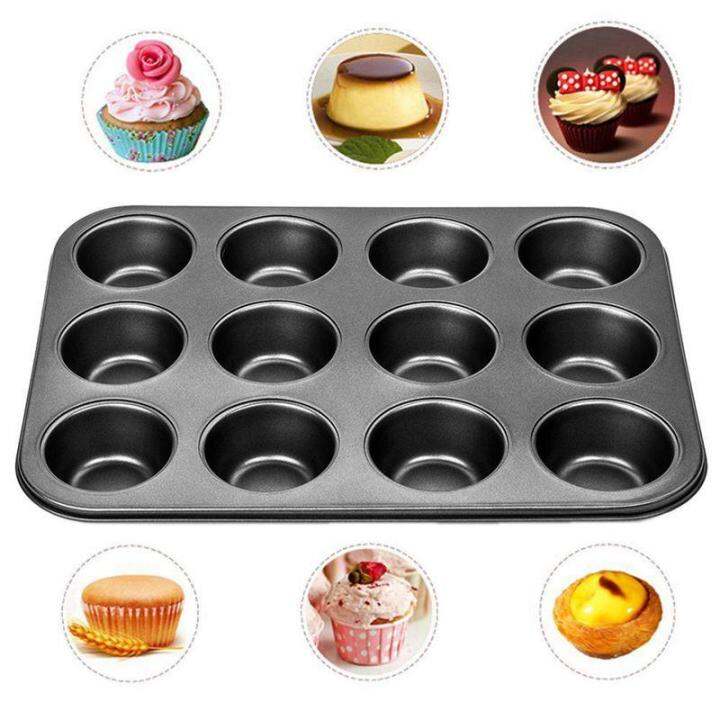 heavy-duty-carbon-steel-cupcake-baking-tray-12-mini-cup-cupcake-shaped-cake-pan-nonstick-cupcake-baking-tray-cupcake-mold