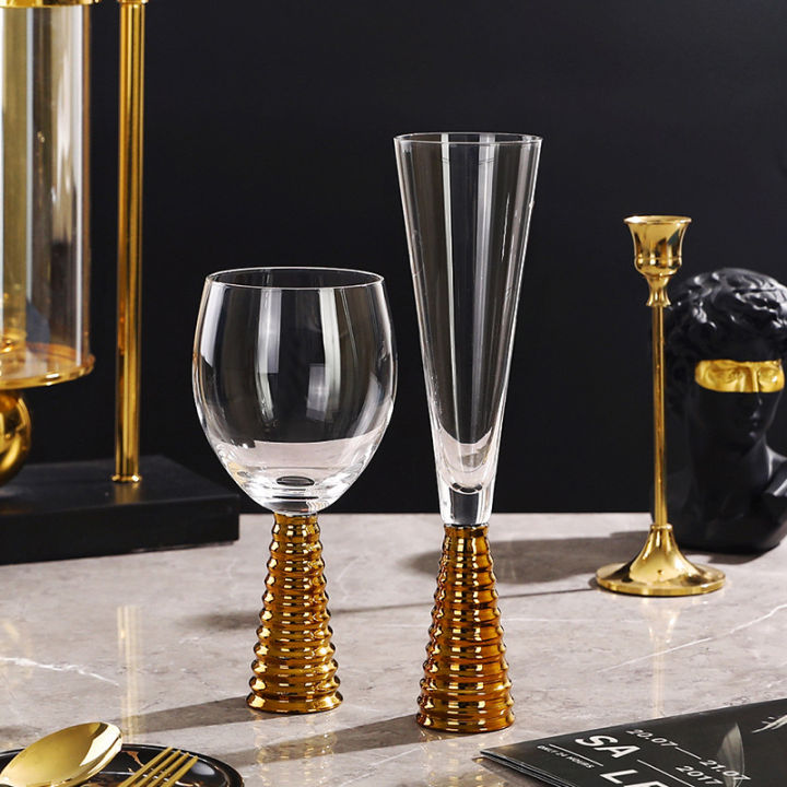 ถ้วยแก้วไวน์แดงด้ายสีดำสุดสร้างสรรค์สไตล์ยุโรปถ้วยแชมเปญ-hiasan-kamar-ตัวอย่างถ้วยโต๊ะไวน์วางโต๊ะทานอาหารถ้วย-linguaimy