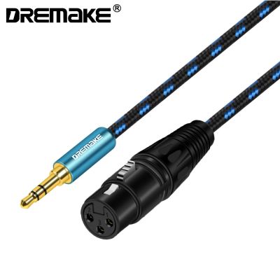 DREMAKE Aux 3.5มม. ตัวผู้เป็น XLR สเตอริโอตัวผู้3ขาสายออดิโอ XLR ถึง1/8 สเตอริโอแจ๊คมินิไม่สมดุลสายแปลงสำหรับสายลำโพง