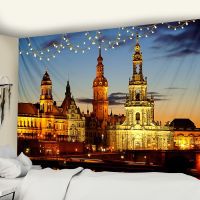 City Night Scene Tapestry Rivers Tall Buildings Beautiful Lighting European London Creative Art Wall Hanging