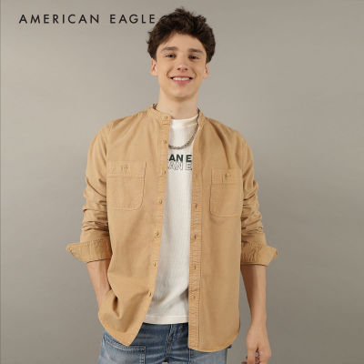 American Eagle Band Collar Twill Button-Up Shirt เสื้อเชิ้ต ผู้ชาย คอจีน (NMSH 015-2388-872)